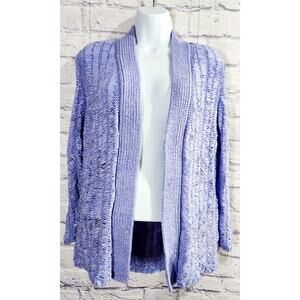 Chico's Light Purple Open Front Loose Knit Cardigan Sweater 1 Medium Lightweight